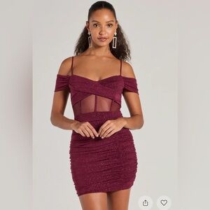 Elegant Burgundy Off-Shoulder Dress